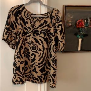 LOFT brown tan black floral top L
